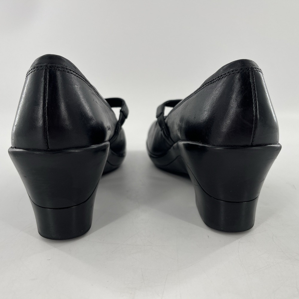 Clarks Leather Mary Jane Pumps Slip On Wedge Heel 8 M Womens Emeraldsea Black - Picture 6 of 16